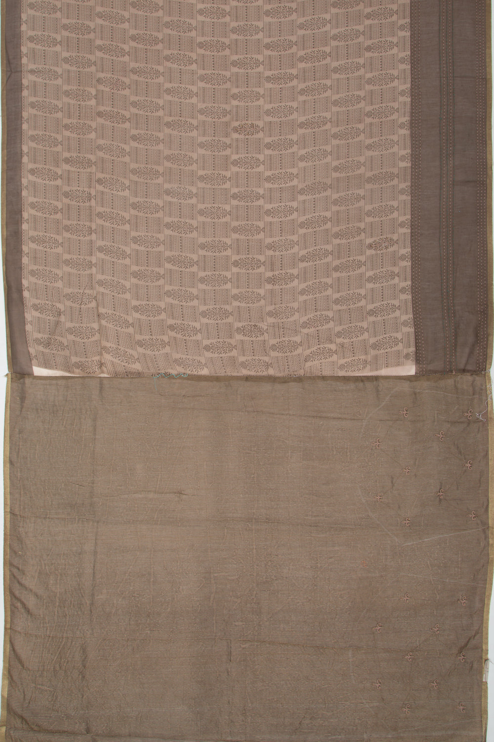 Chanderi Silk Printed Brown Saree