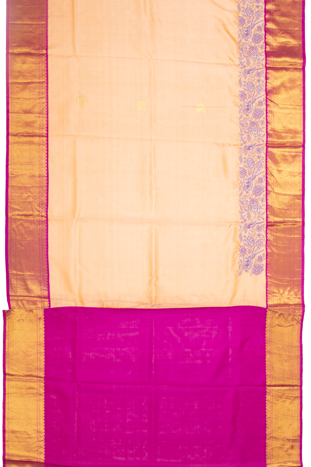 Kanchipuram Silk Butta And Embroidery Cream Saree