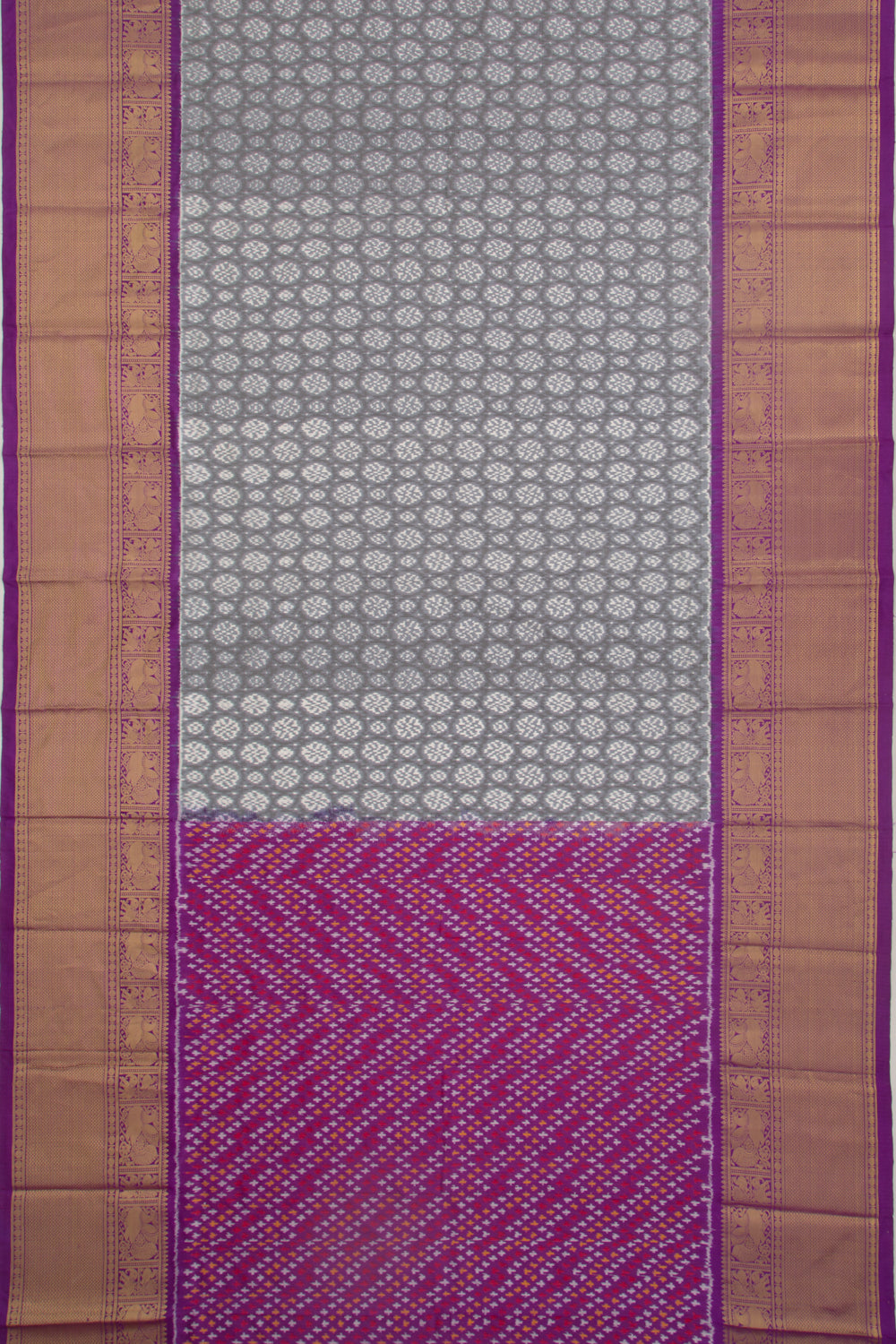 Kanchipuram Silk Ikat Grey Saree