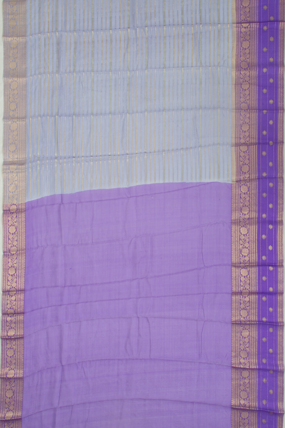 Kota Soft Silk Horizontal Lines Pastel Blue Saree