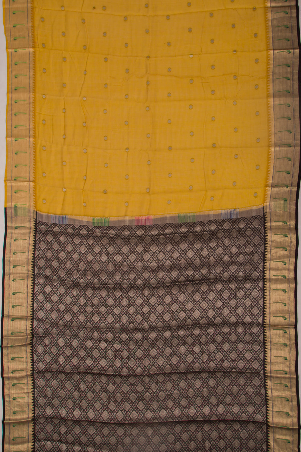 Kota Soft Silk Butta Mustard Yellow Saree