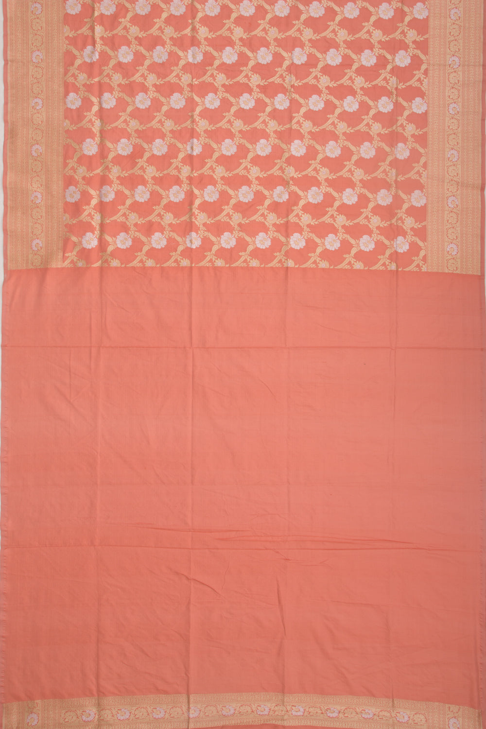 Banarasi Silk Jaal Peach Saree