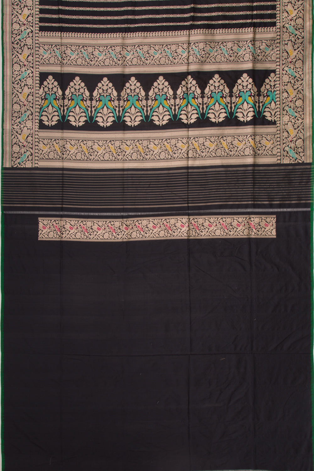 Banarasi Silk Vertical Lines Black Saree