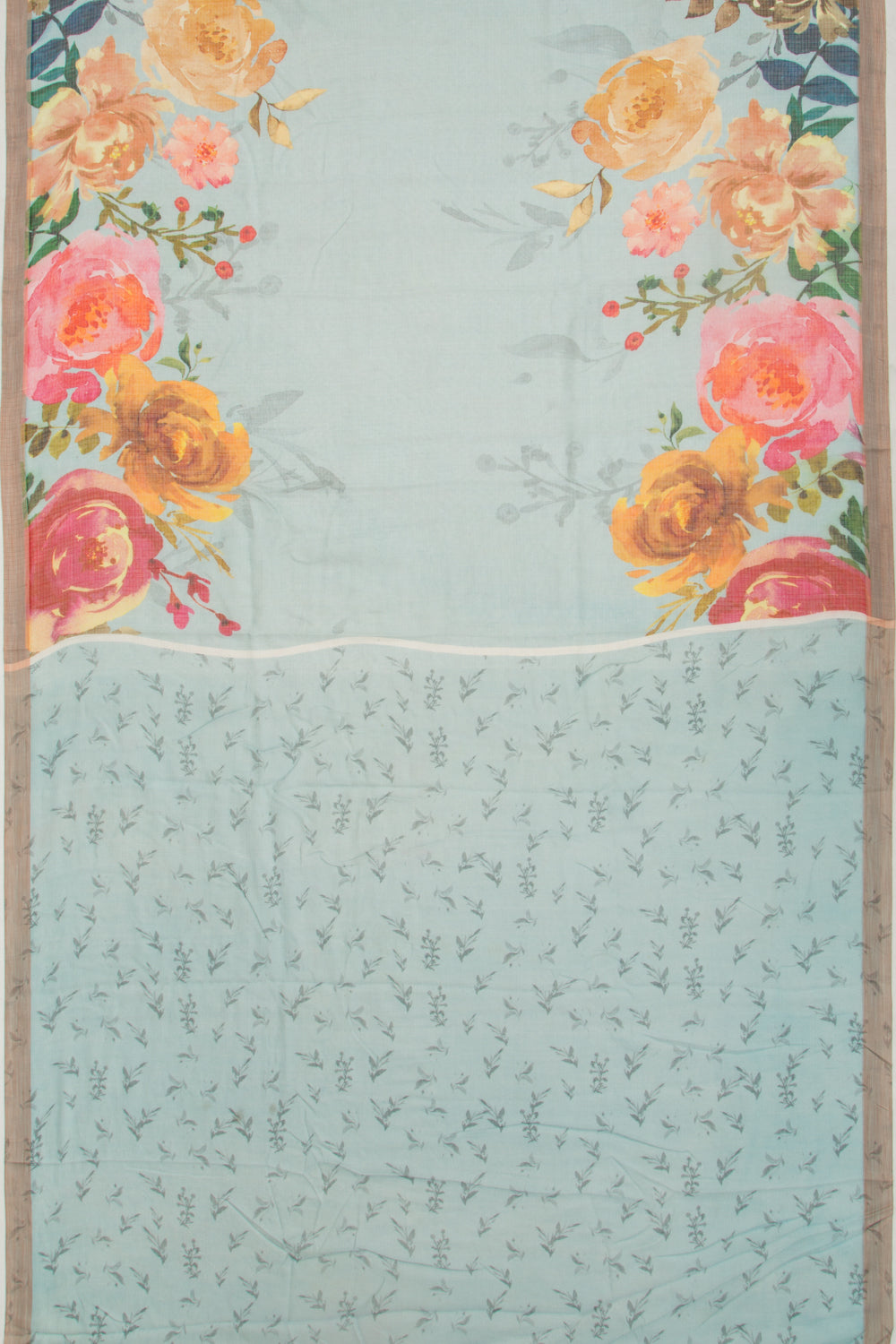 Kota Soft Silk Floral Printed Blue Saree
