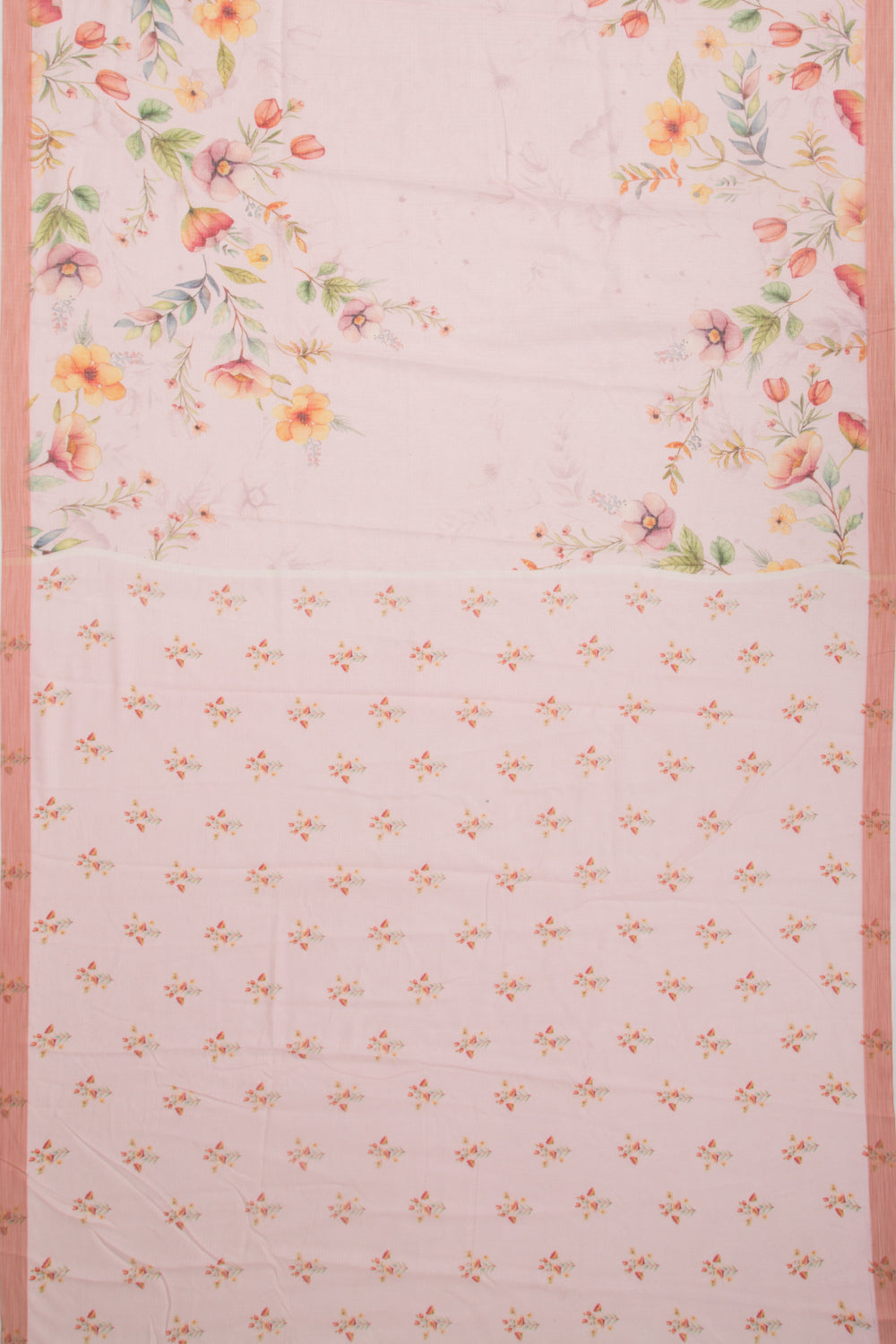 Kota Soft Silk Floral Printed Pastel Pink Saree