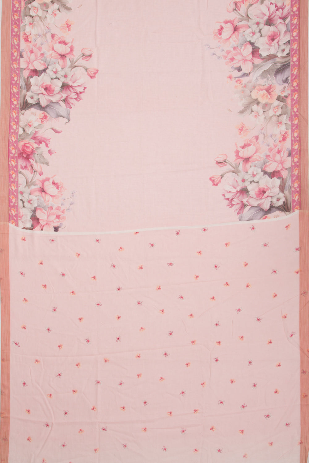 Kota Soft Silk Floral Printed Pink Saree