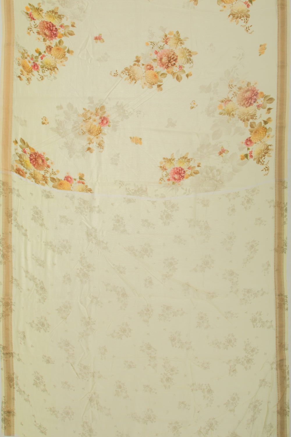 Chanderi Silk Floral Printed Yellow Saree