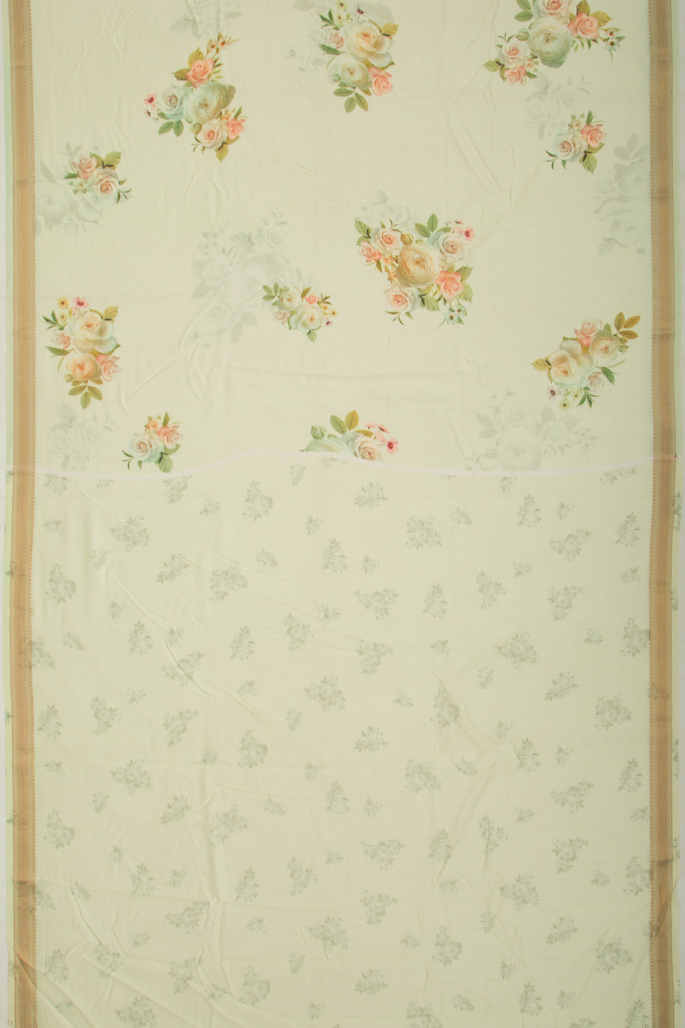 Chanderi Silk Floral Printed Green Saree