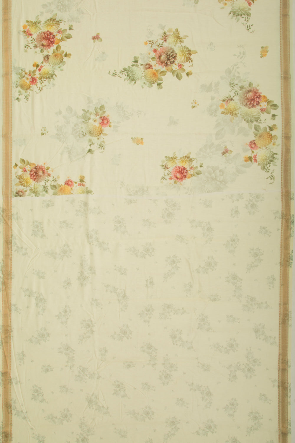 Chanderi Silk Floral Printed Green Saree