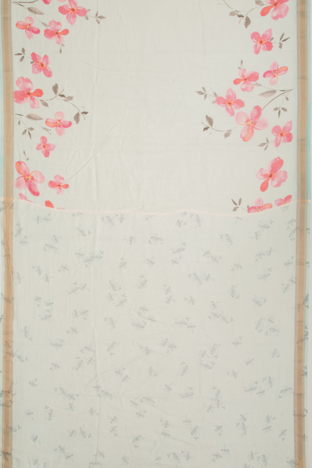 Chanderi Silk Floral Printed Pastel Blue Saree