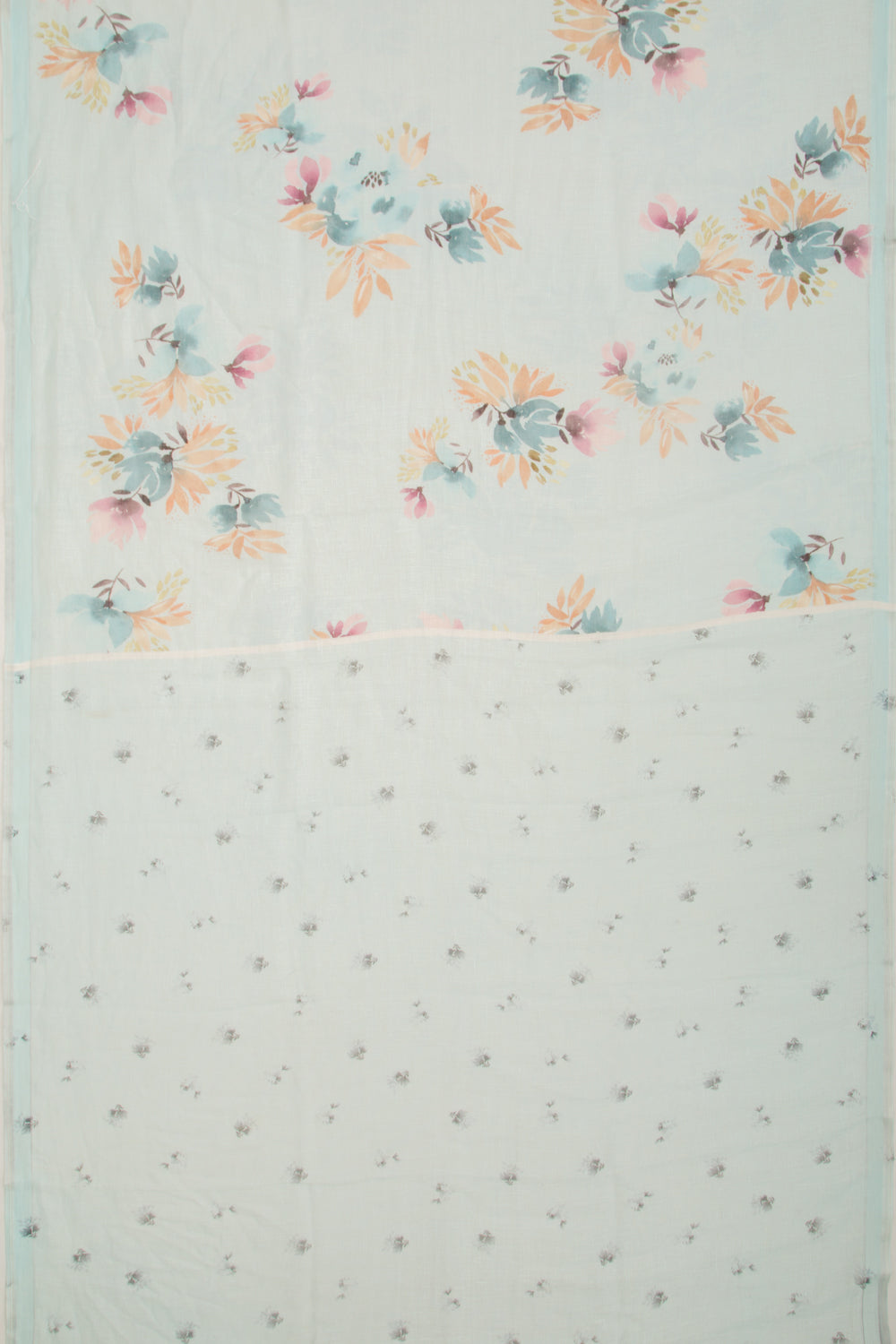Linen Floral Printed Pastel Blue Saree