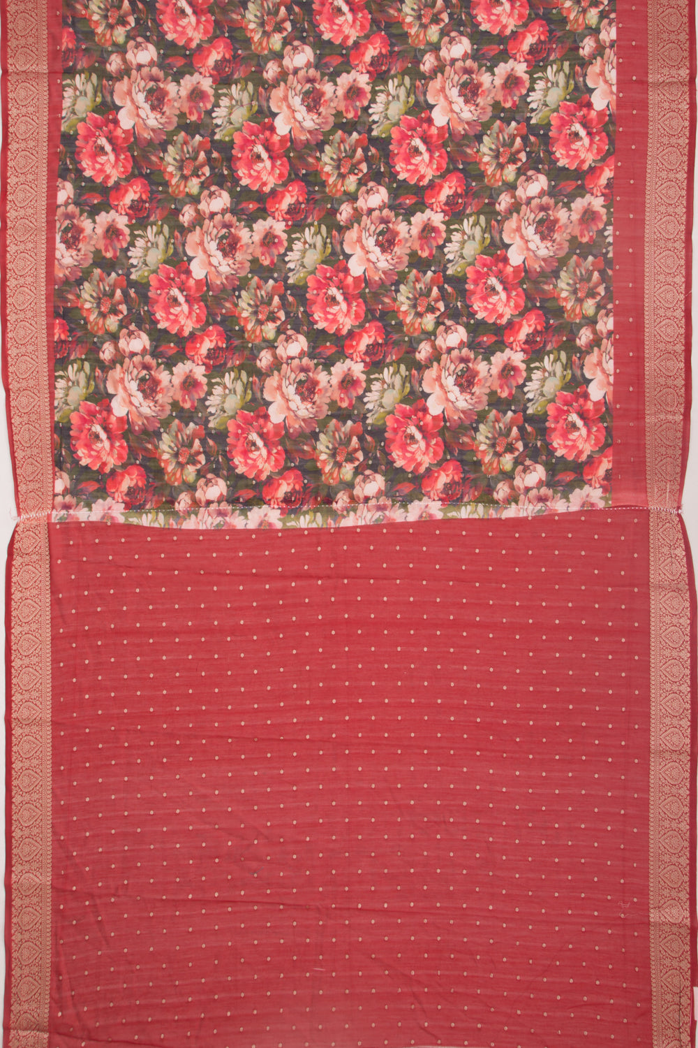 Chanderi Silk Floral Printed And Butta Multicolour Saree