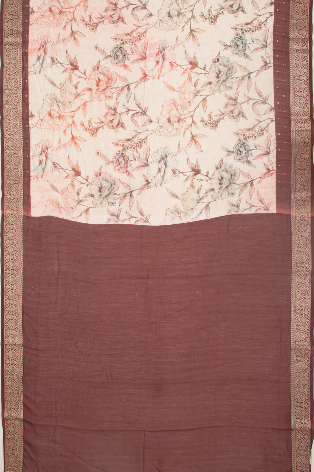 Chanderi Silk Floral Printed And Butta White Saree