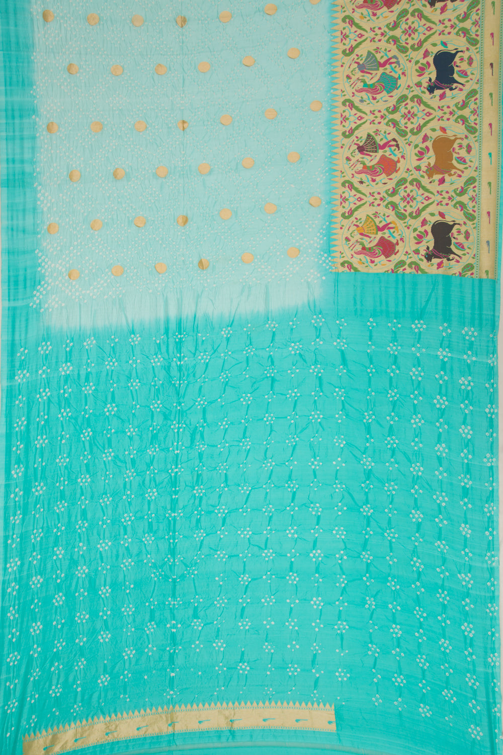 Banarasi Silk Bandhani Butta Sky Blue Saree