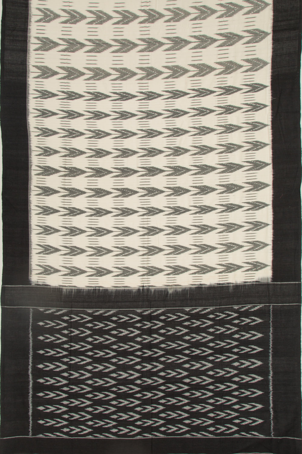 Pochampally Cotton Ikat White Saree
