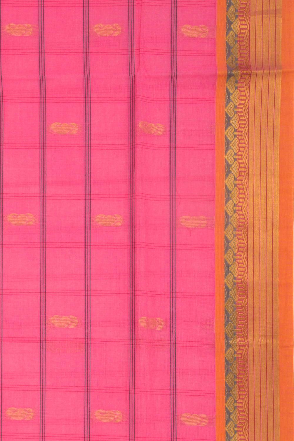 Mangalgiri Cotton Checks And Butta Pink Saree