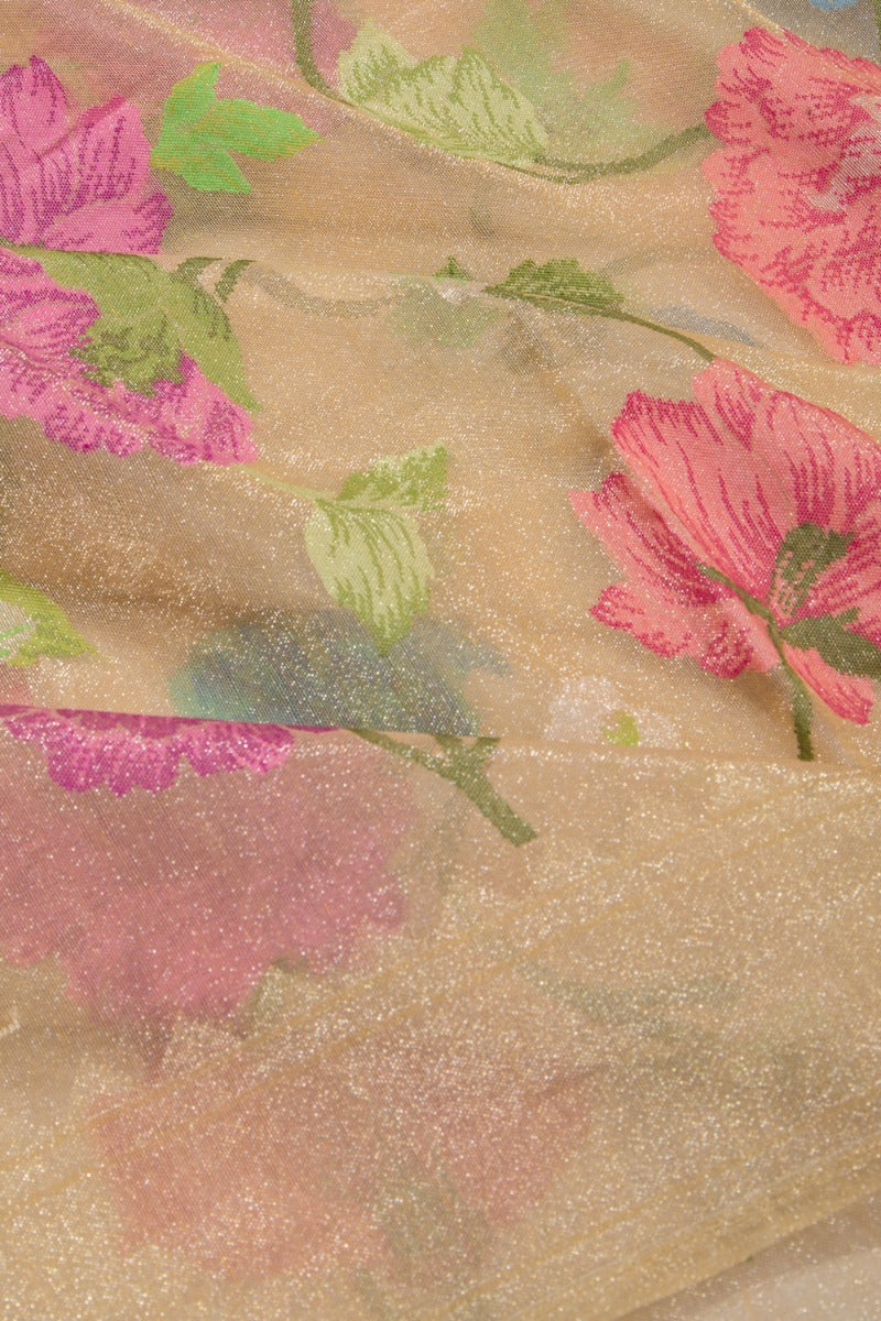 Banarasi Kora Organza Tissue Jamdani All Over Cream Saree