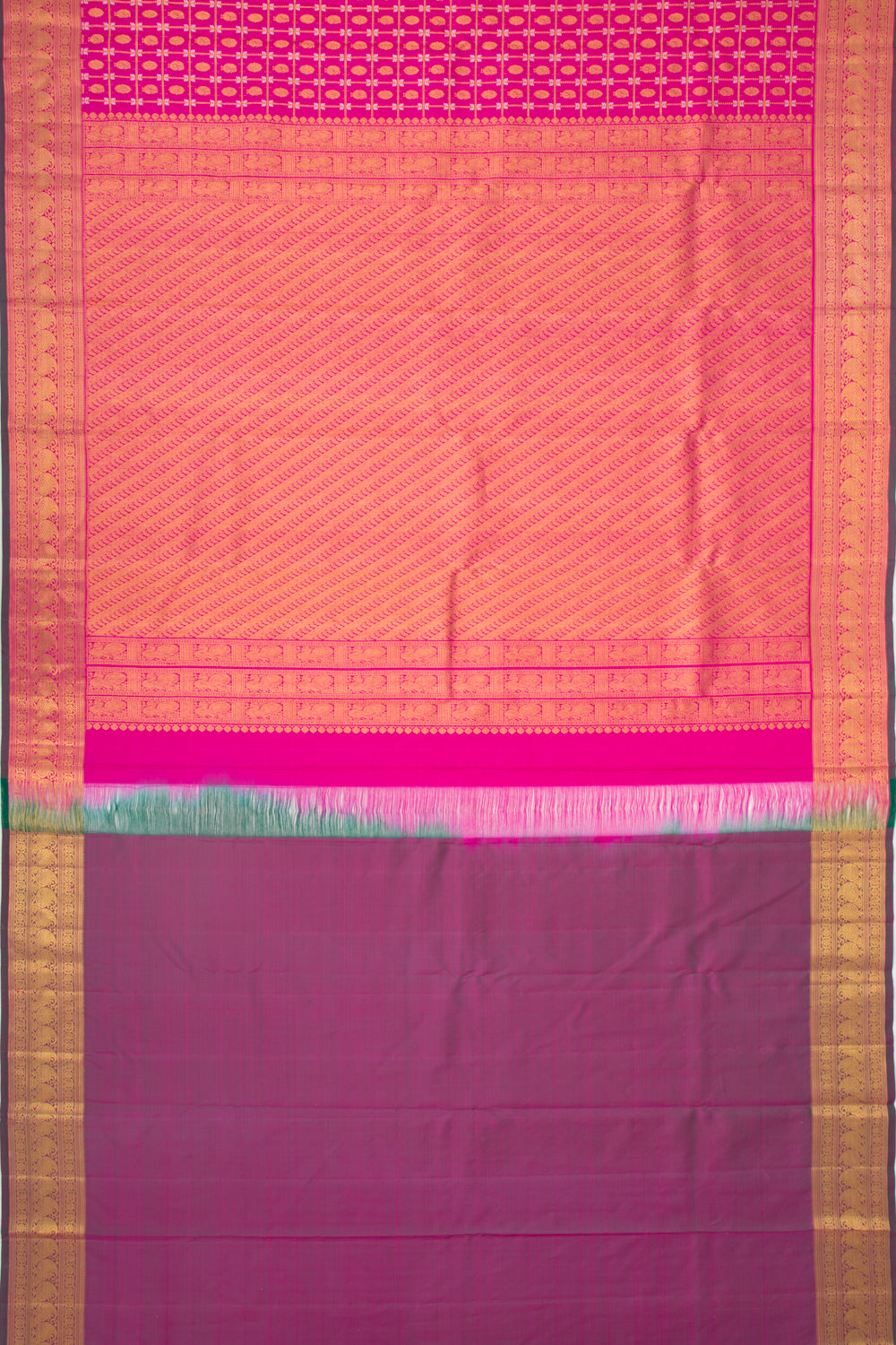 Kanchipuram Silk Checks And Butta Pink Saree