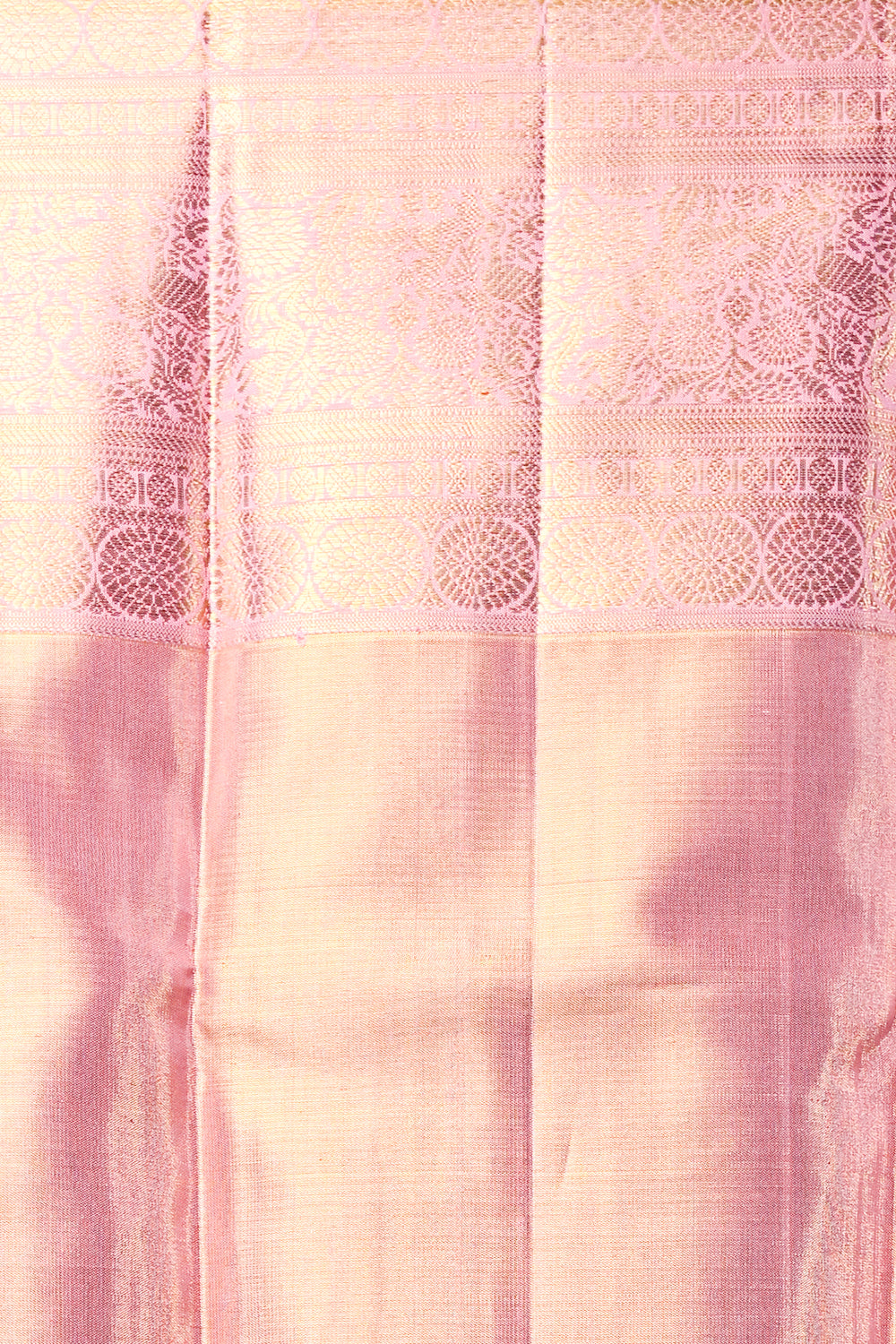 Kanchipuram Silk Tissue Jaal Baby Pink Saree