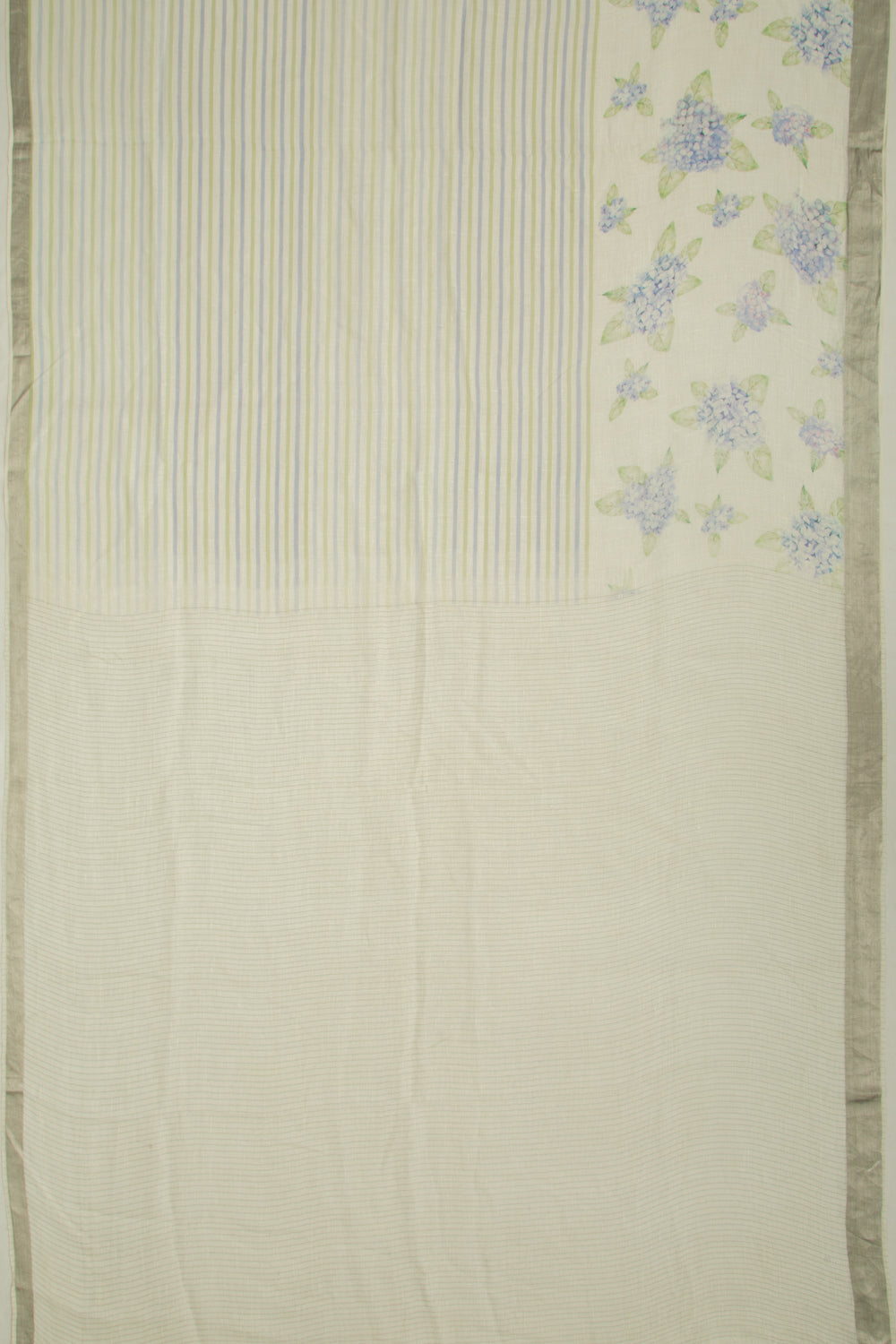 Linen Horizontal Lines White Saree