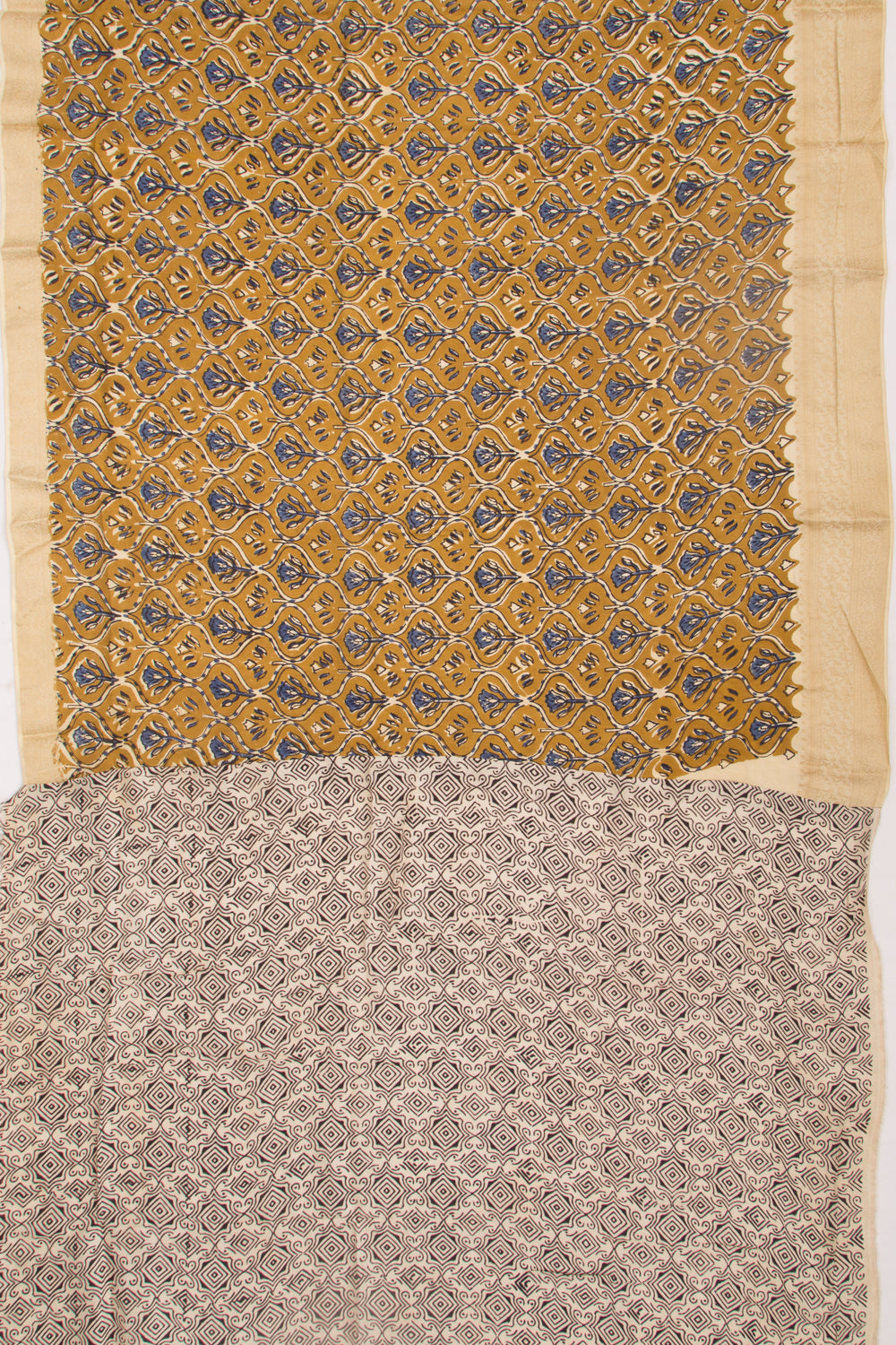 Chanderi Silk Batik Printed Mehendi Green Saree