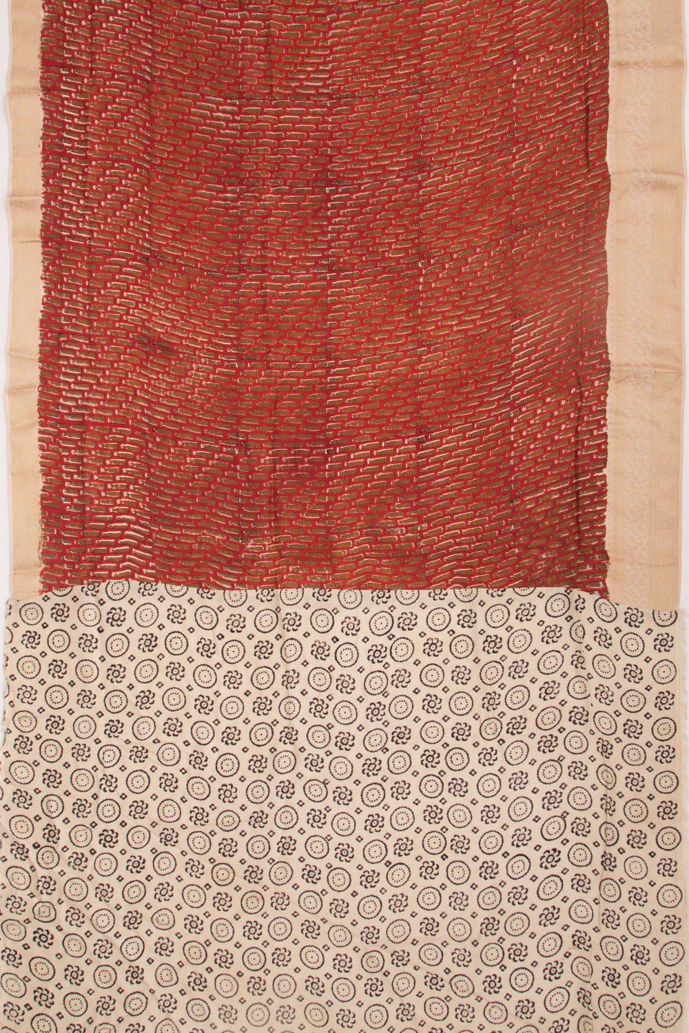 Chanderi Silk Batik Printed Brown Saree