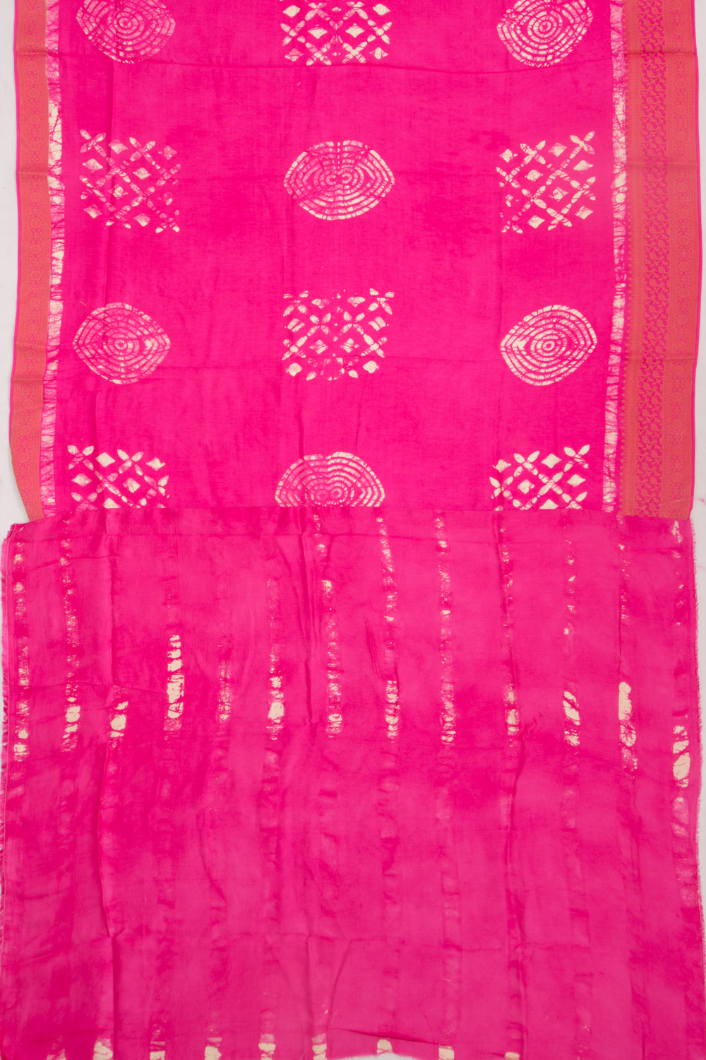 Chanderi Silk Batik Printed Pink Saree