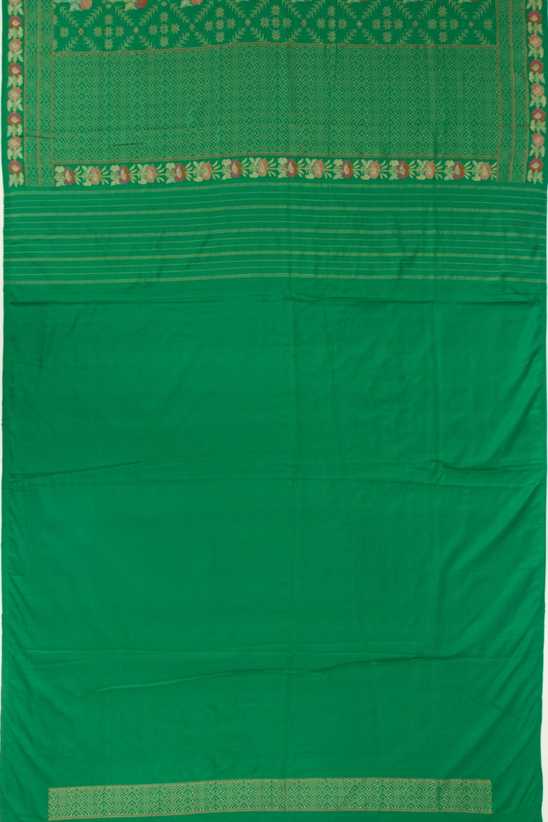 Banarasi Silk Jamdani Jaal Green Saree