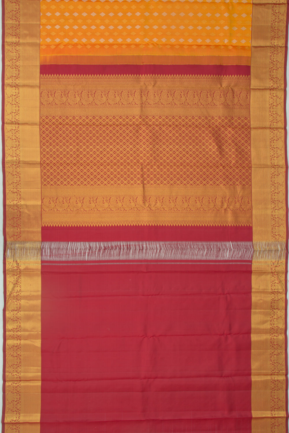 Kanchipuram Silk Butta Mustard Yellow Saree