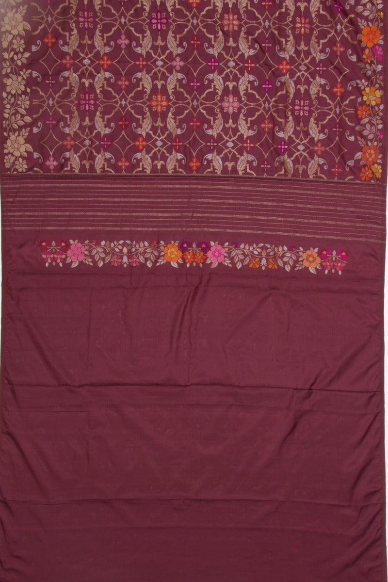 Banarasi Silk Jamdani Jaal Burgundy Saree