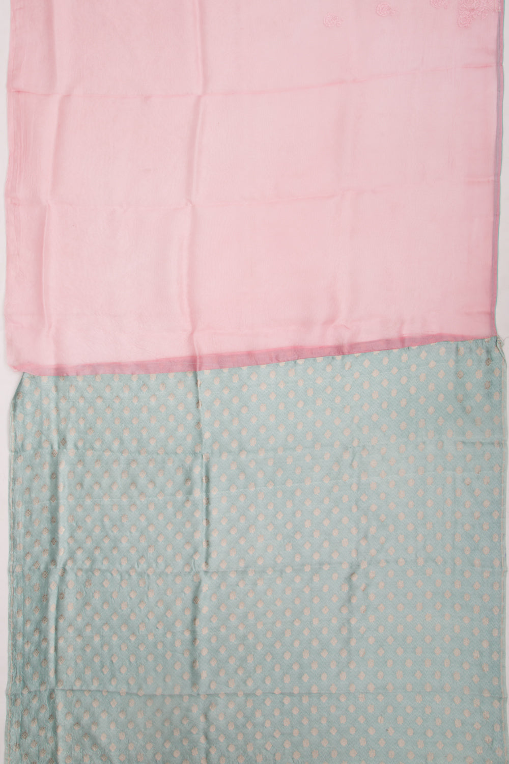 Organza Floral Embroidery Baby Pink Saree