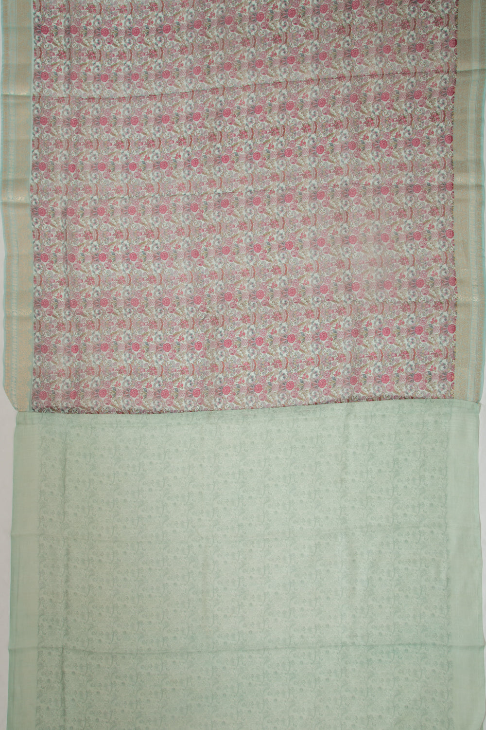 Organza Floral Printed Pastel Blue Saree