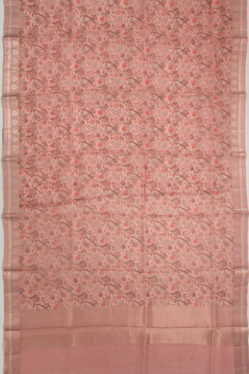 Organza Floral Printed Peach Saree