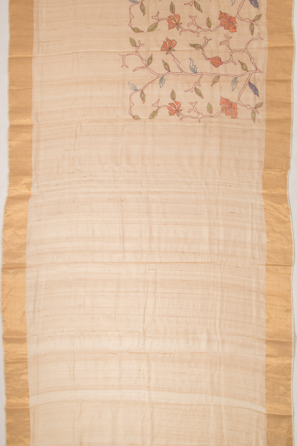 Tussar Kanta Work Beige Saree