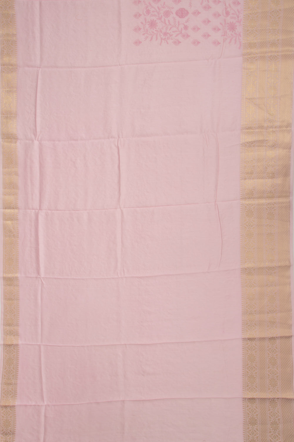 Munga Tussar Floral Embroidery Baby Pink Saree