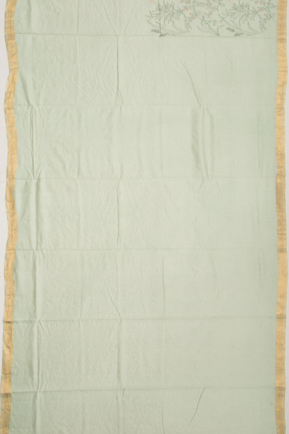 Chanderi Silk Floral Embroidery Green Saree