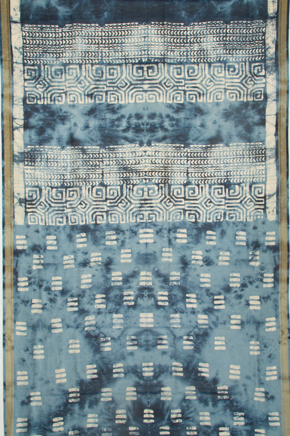 Chanderi Silk Batik Printed Blue Saree
