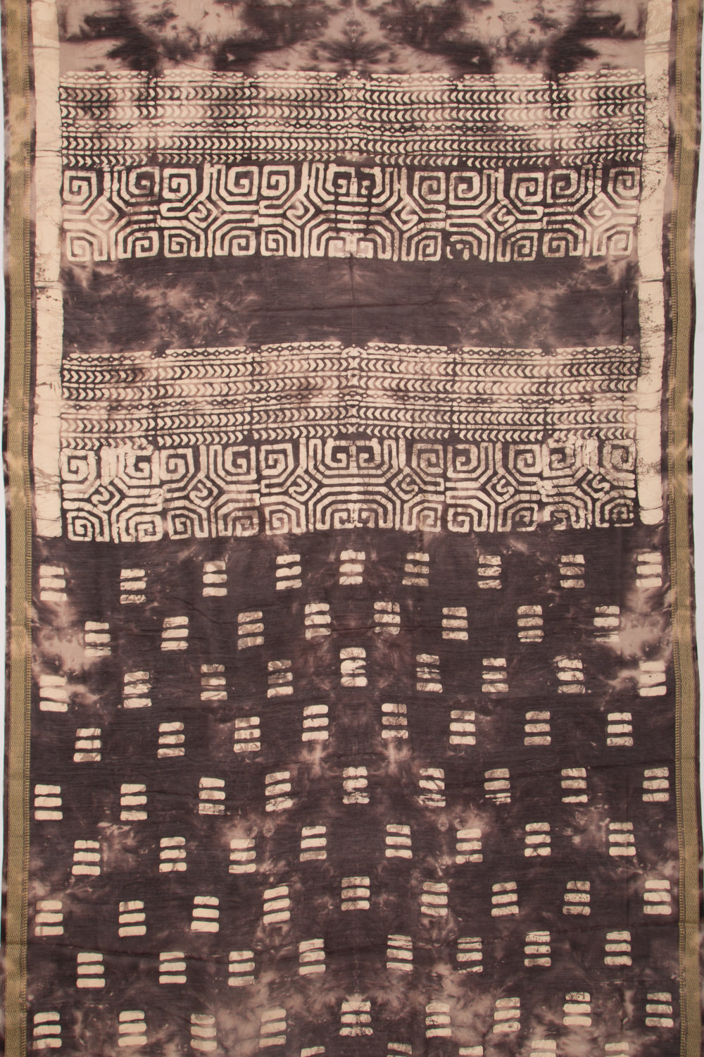 Chanderi Silk Batik Printed Brown Saree