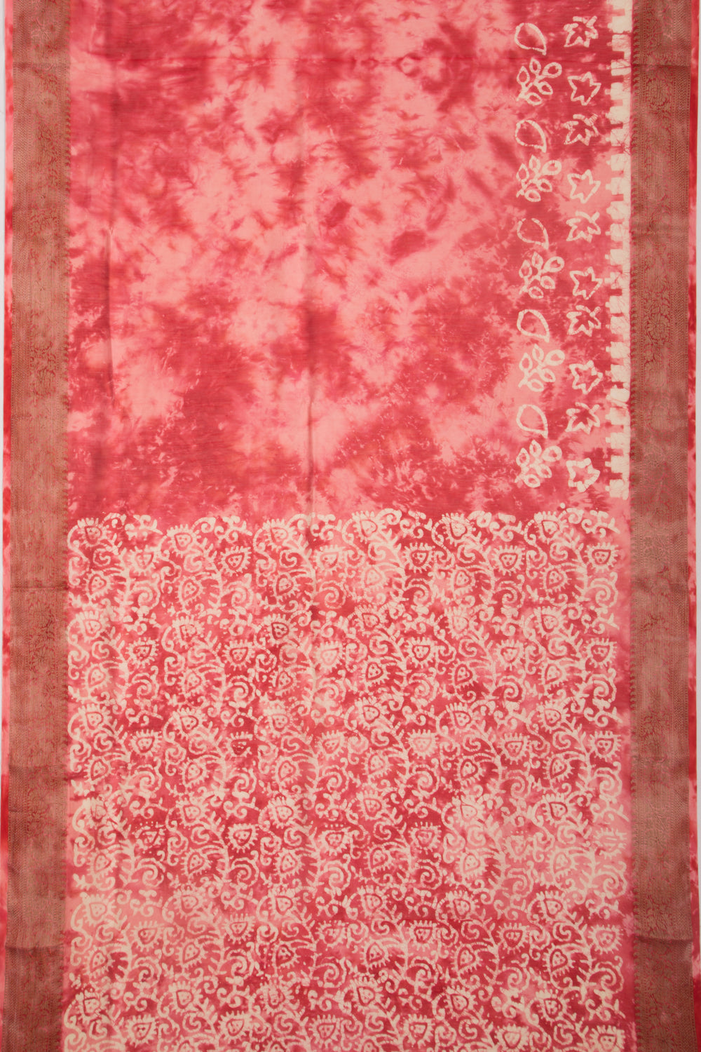 Chanderi Silk Batik Printed Pink Saree