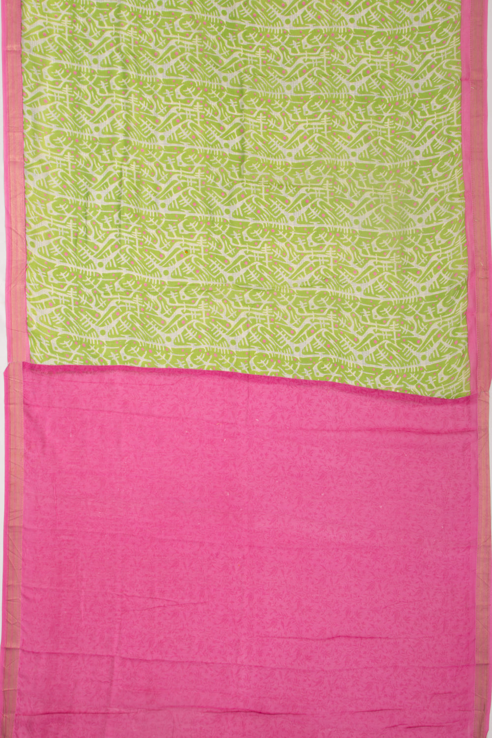Chanderi Silk Batik Printed Green Saree