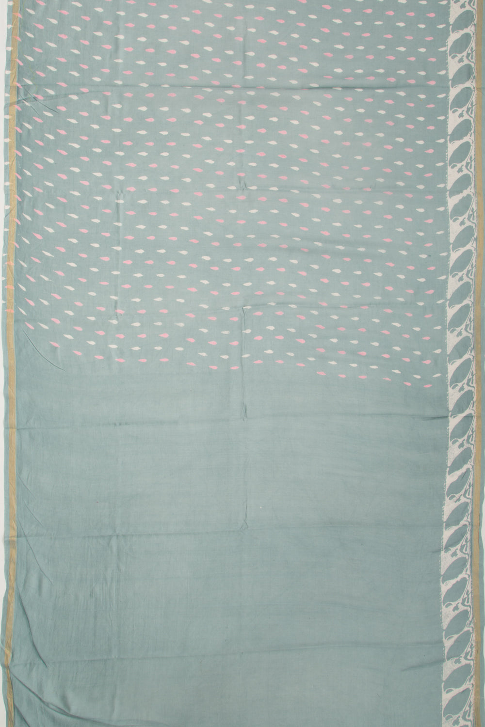 Chanderi Silk Batik Printed Elephant Grey Saree