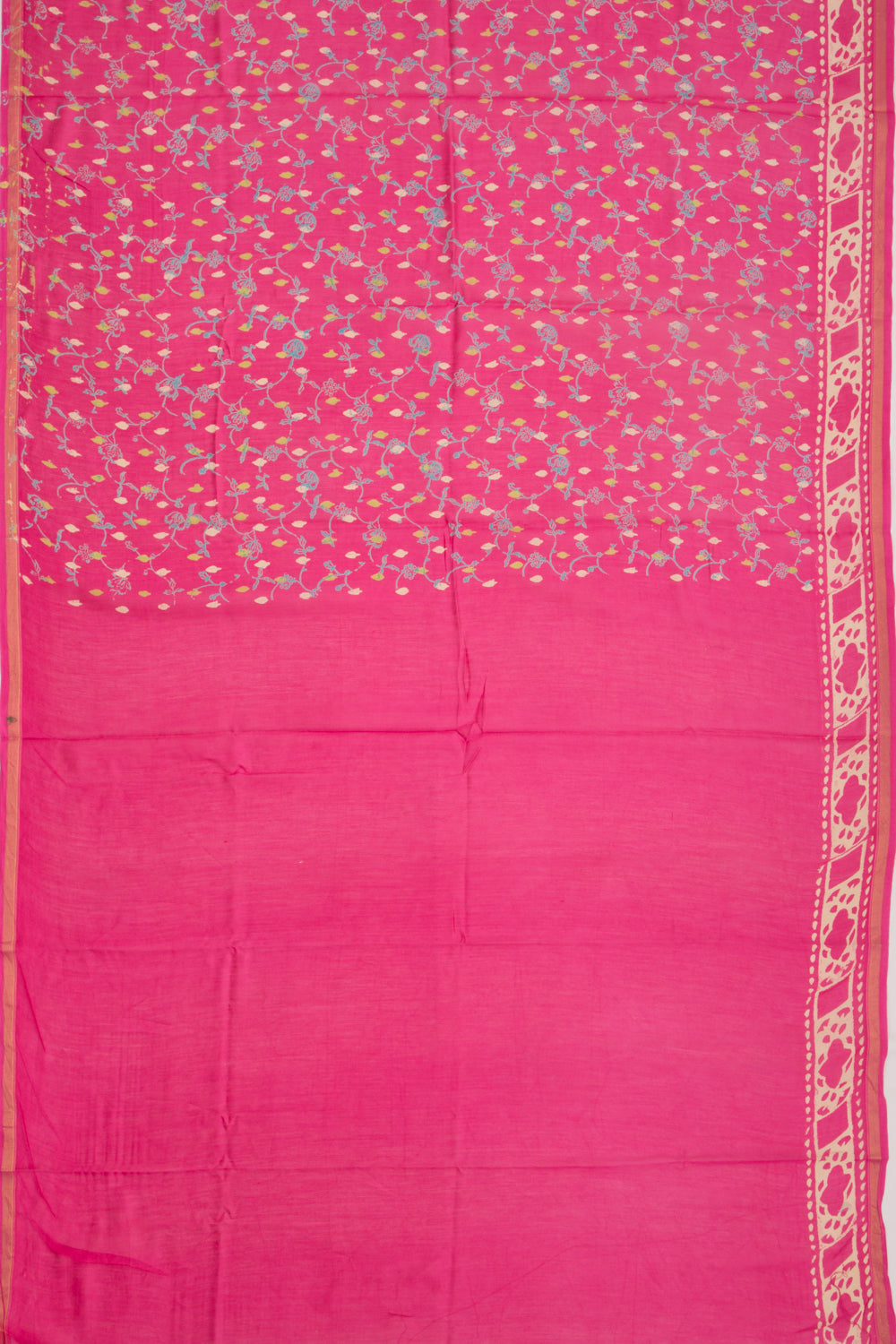Chanderi Silk Batik Printed Pink Saree