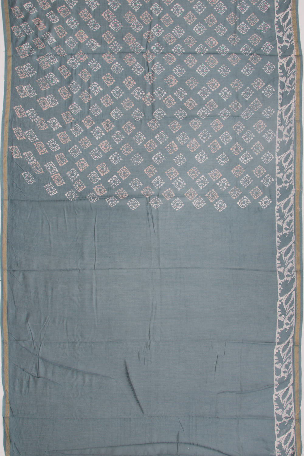 Chanderi Silk Batik Printed Grey Saree