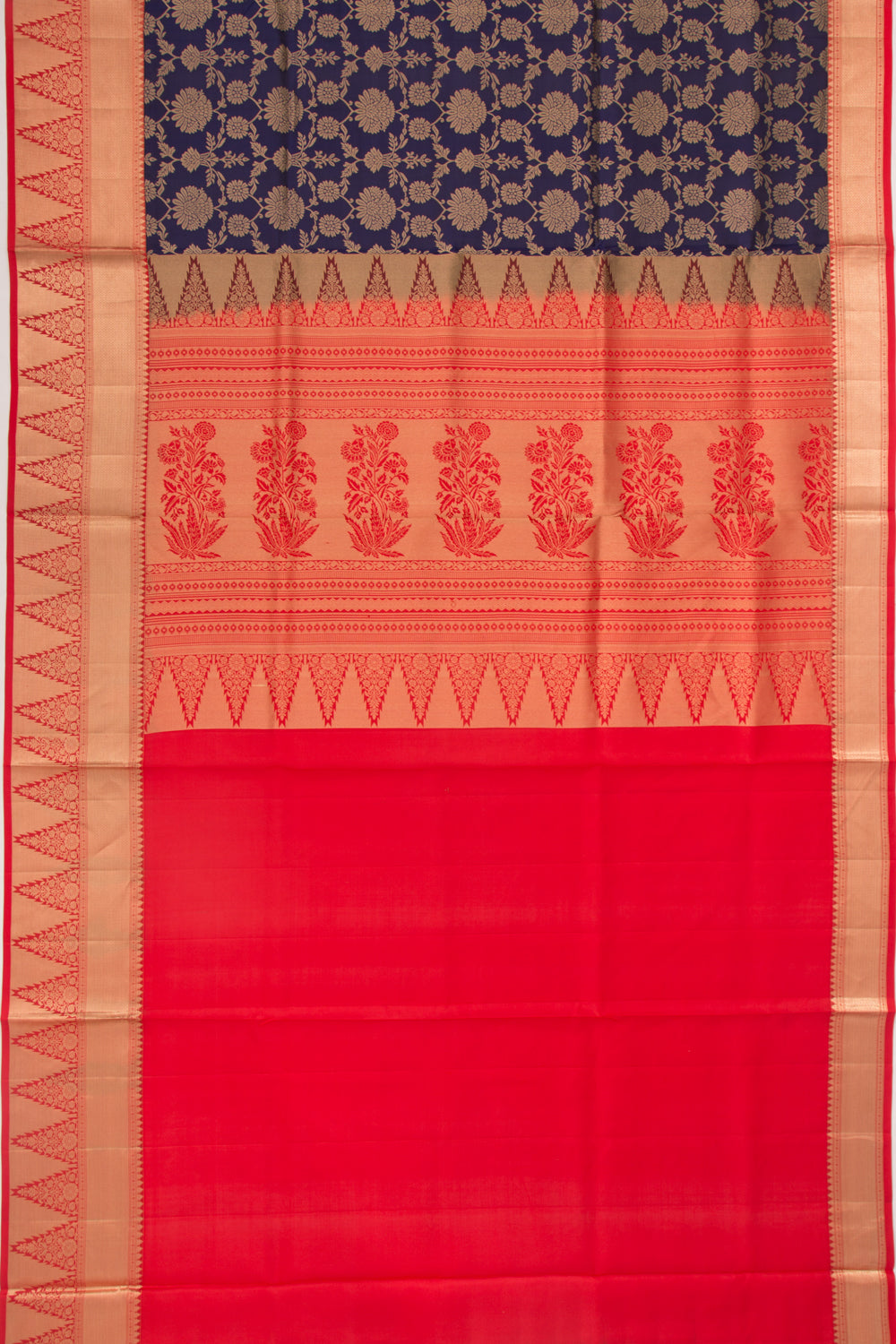Coimbatore Silk Jaal Dark Blue Saree