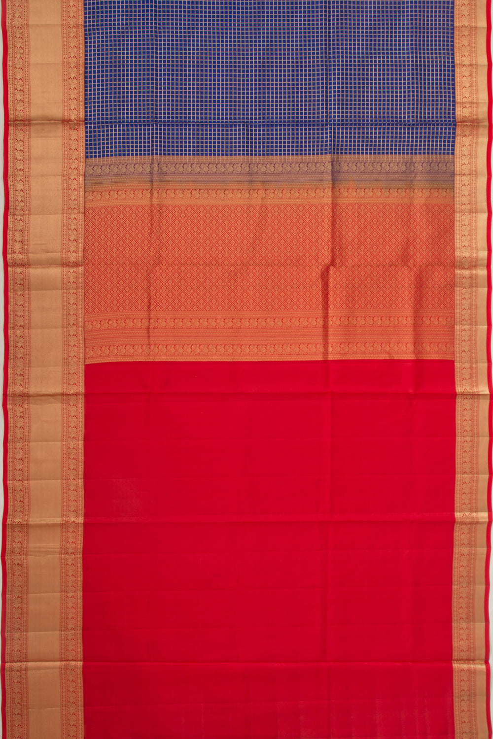 Coimbatore Silk Checks Dark Blue Saree