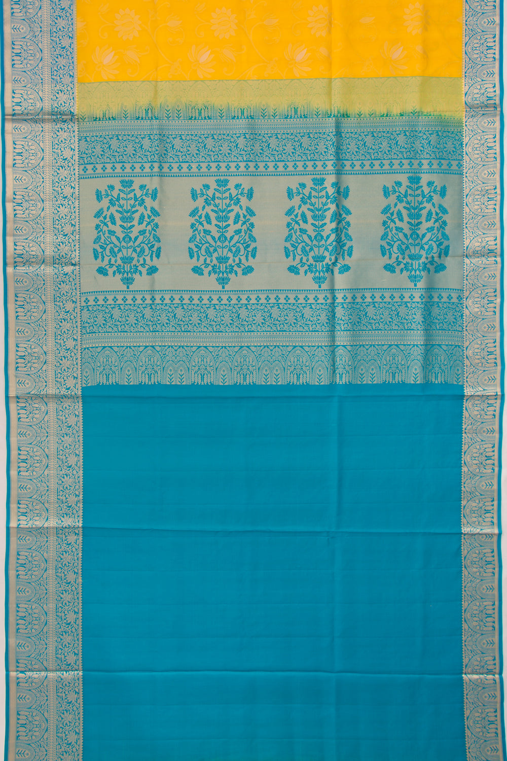 Coimbatore Silk Jaal Yellow Saree