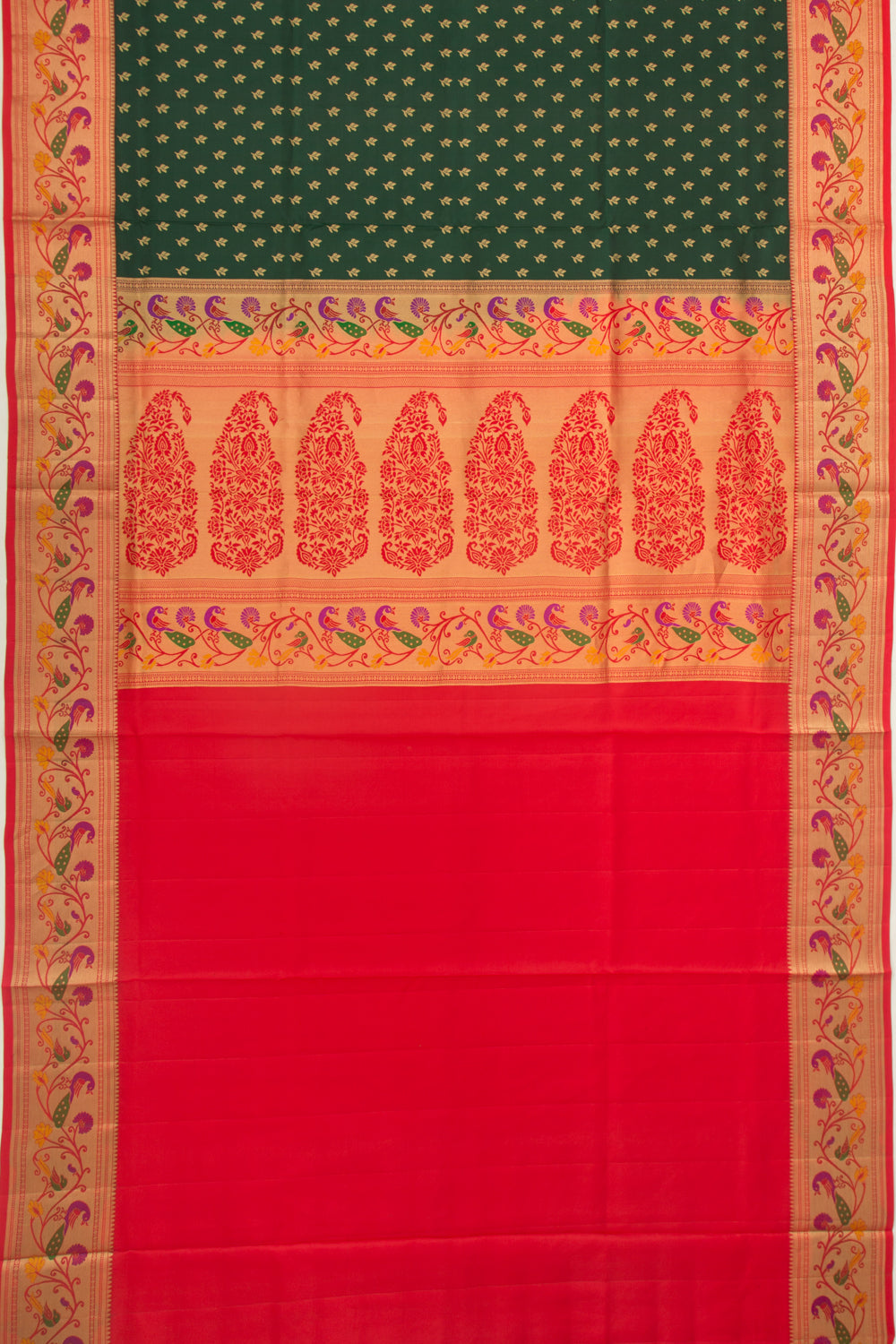 Coimbatore Silk Butta Dark Green Saree