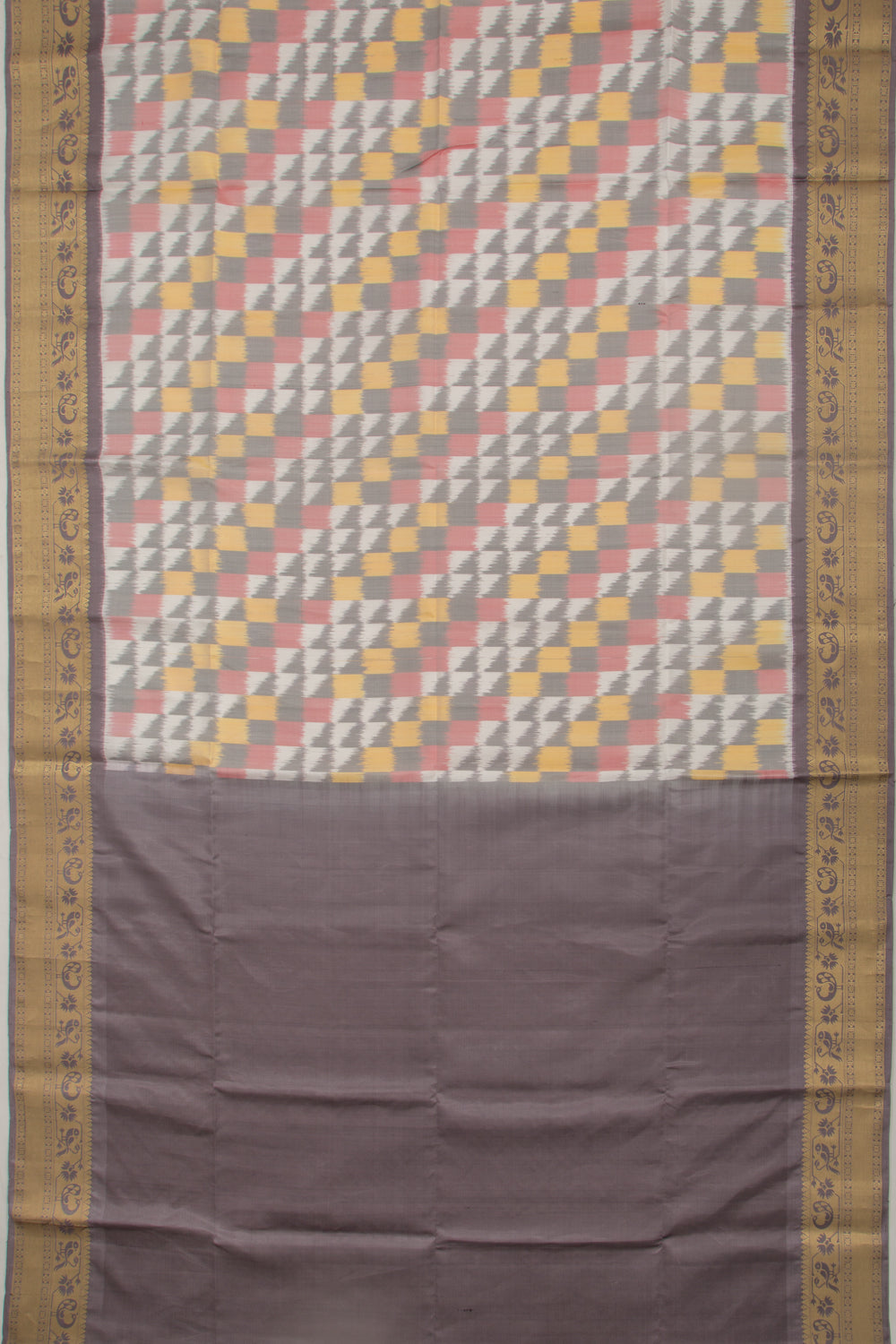 Coimbatore Silk Ikat White Saree