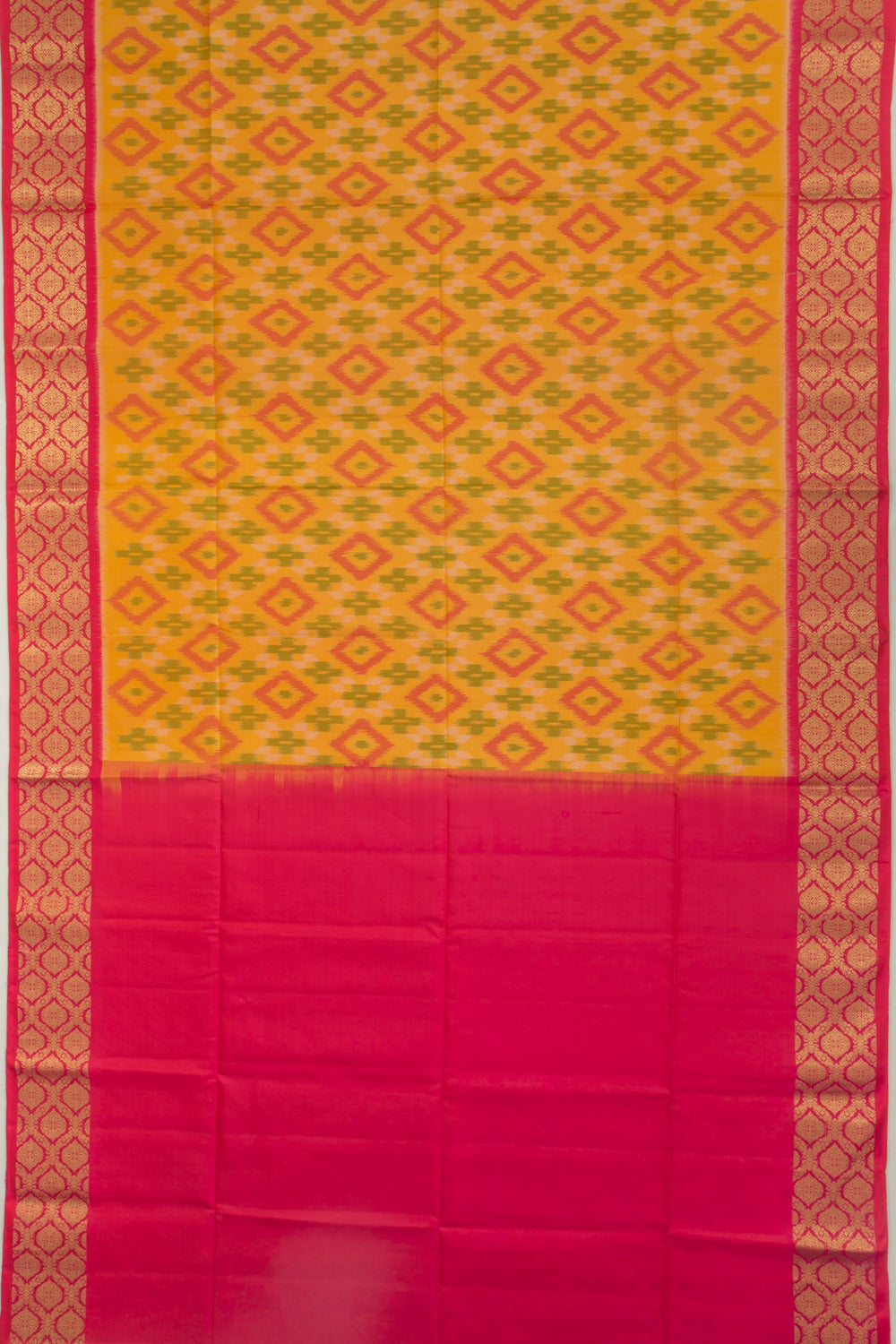 Coimbatore Silk Ikat Mustard Yellow Saree