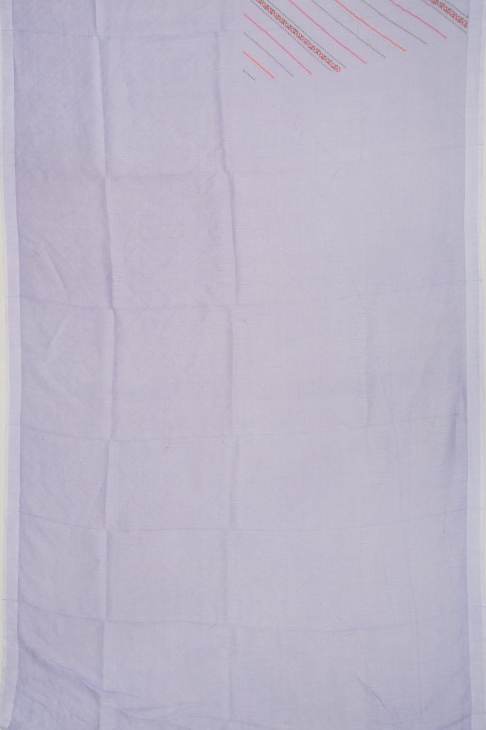 Linen Embroidery Lines Violet Saree